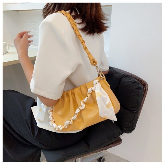 Y2K Statement Chain Ruched Shoulder Bag/Multiple colors available - Picture 1 of 16